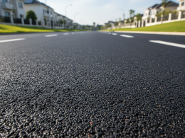 Permukaan aspal hotmix AC-WC yang halus dan rapi untuk area parkir